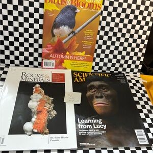 Birds & Blooms, Rocks & Minerals, Scientific American Magazines lot of 3 all new
